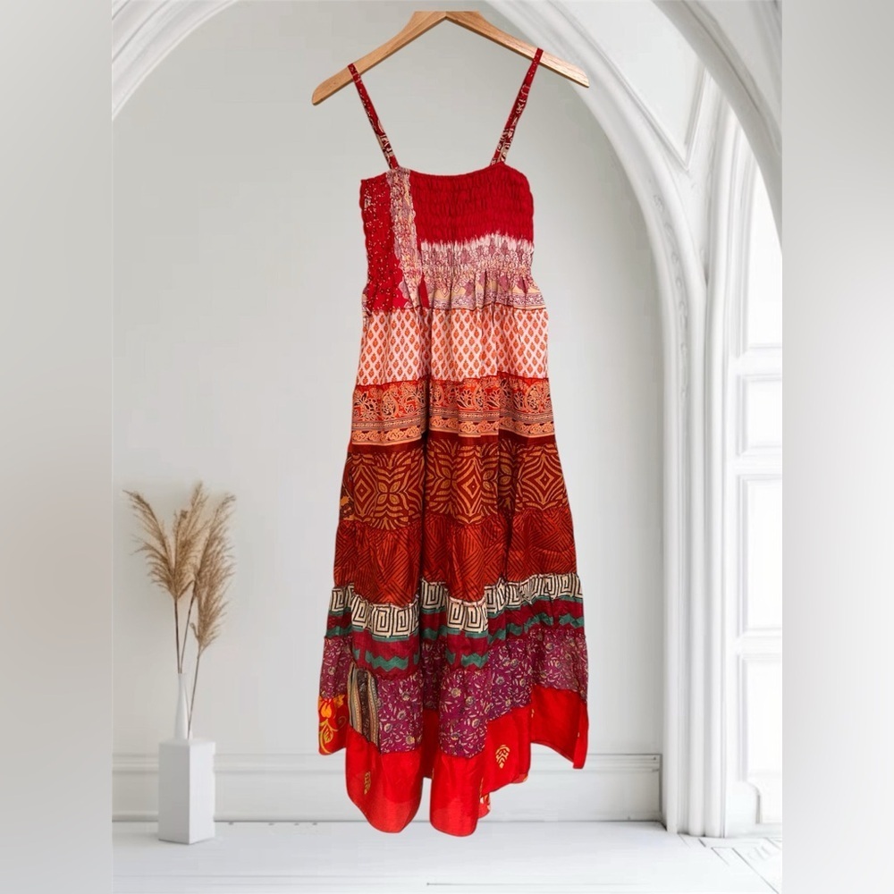 Junglee Billee smocked tiered spaghetti adjustable straps dress OS, 010 - Picture 2 of 2